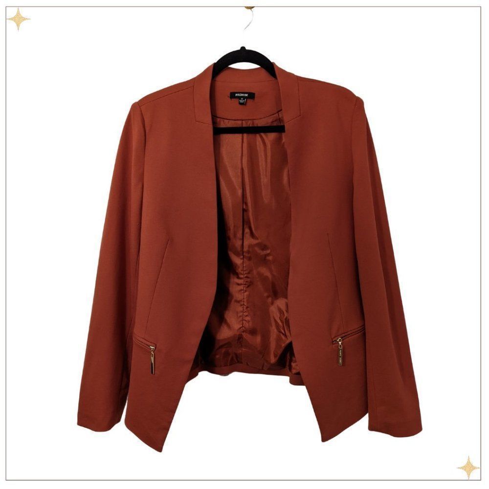 Premise Open angled blazer with gold faux zippers size 12